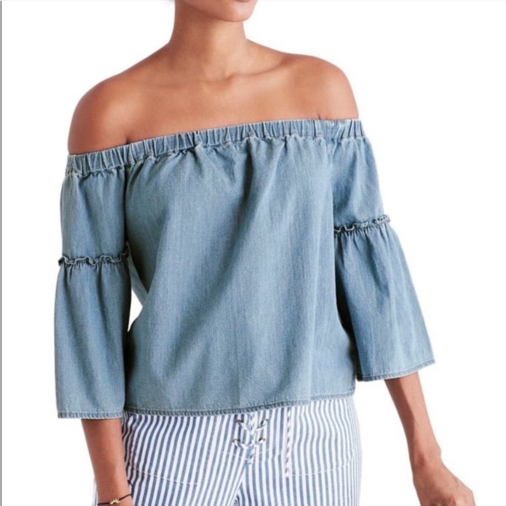 Madewell Denim Azalea Off-the-Shoulder Top Size Small